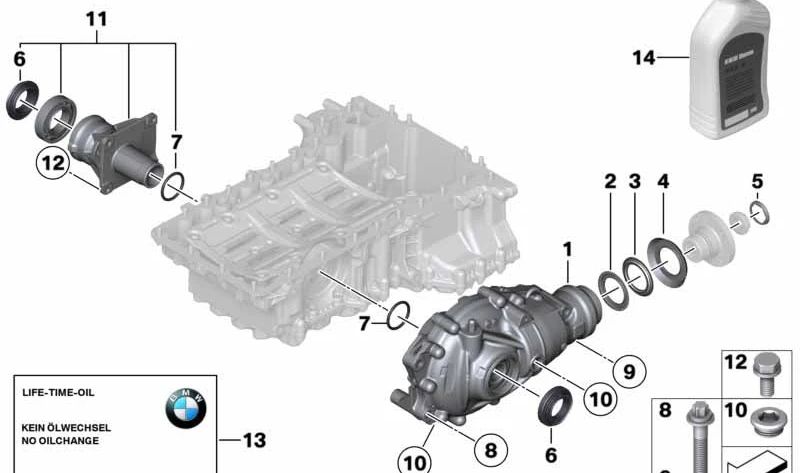 Lagerbock para BMW F20N, F21N, F22, F23, F30N, F31N, F34N, F35N, F32, F33, F36, F25, F26 (OEM 31507587861). Original BMW