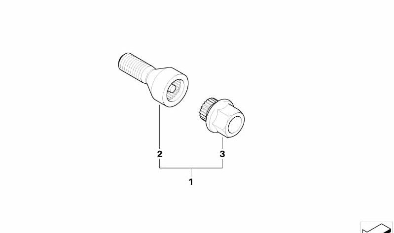 Radschraube für BMW 1er E81, E82, E87, E88, 3er E46, E90, E91, E92, E93, 5er E60, E61, 6er E63, E64, Z4 E85, E86 (OEM 36136786482). Original BMW