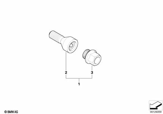 Tornillo de rueda con código para BMW Serie 7 E65, E66, X3 E83, E83N (OEM 36136786490). Original BMW