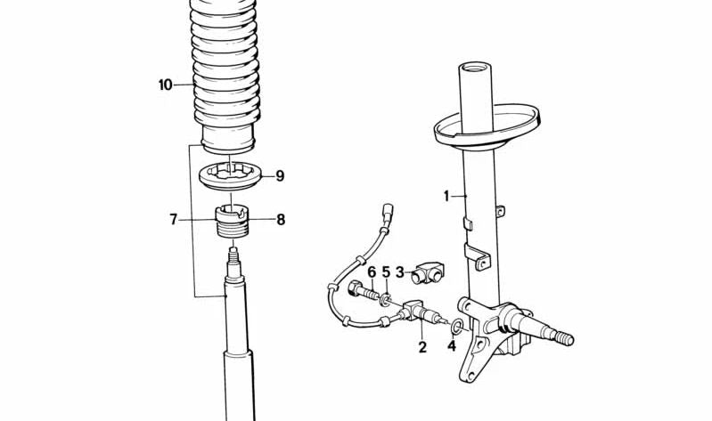 Fuelle de goma para suspensión OEM 31321128548 para BMW E30, E28, E24. Original BMW.