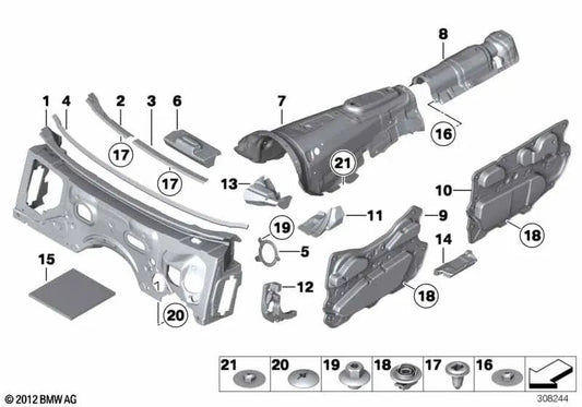 Tunnelschalldämmung für BMW 5er F07, F07N, 7er F01, F01N, F02, F02N, F04 (OEM 51487945996). Original BMW.