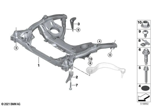 Soporte del eje delantero para BMW G30, G31, G38 Serie 6 G32, Serie 7 G11, G12 Serie 8 G14, G15 (OEM 31106861106). Original BMW.