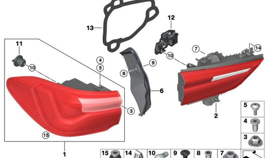 Piloto trasero lateral derecho para BMW F39 (OEM 63217420738). Original BMW