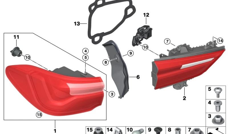 Piloto traseiro esquerdo OEM 63217465509 para BMW X2 (F39). BMW original.