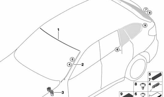 Obere Windschutzscheibenabdeckung für BMW F39 (OEM 51317429609). Original BMW