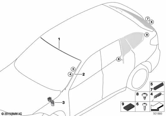 Cubierta Junta Superior Para Cristal Parabrisas Delantero De Bmw F48 F49. Original Recambios