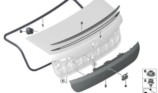 Alerón trasero imprimado para BMW G70 Serie 7 (OEM 51125A3B399). Original BMW.