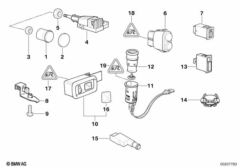 Interruptor de luces antiniebla/luz trasera de niebla para BMW E46, F30, F80 (OEM 61316901957). Original BMW.