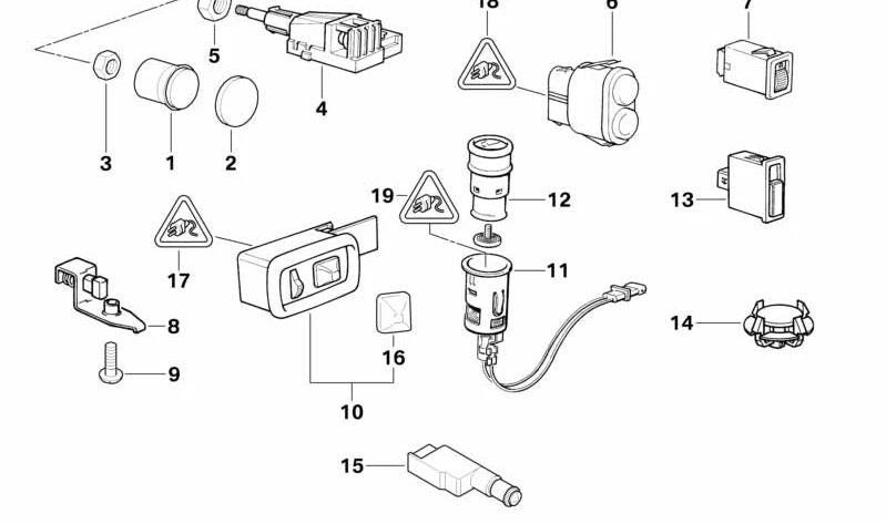 Interruptor para faros antiniebla OEM 61311387055 para BMW E36, Z3. Original BMW.