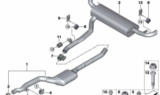 Silenciador trasero para BMW X5 G05 (OEM 18308475366). Original BMW