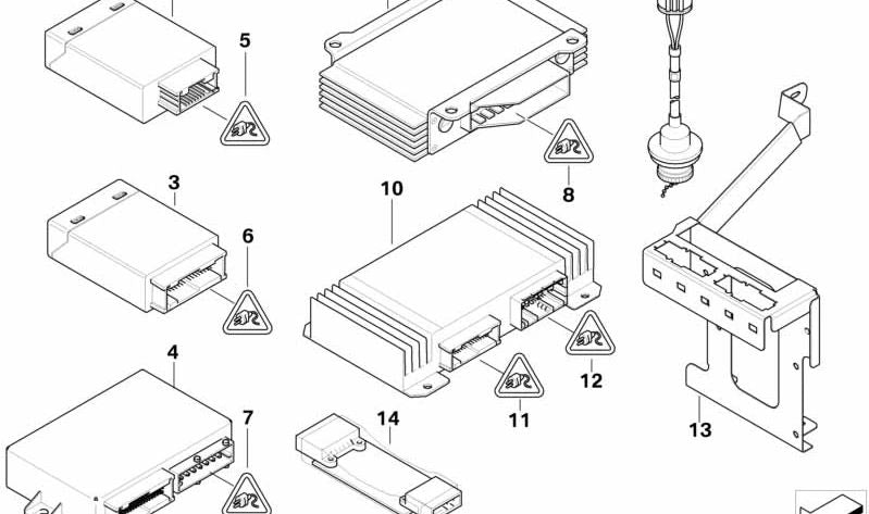 Charging connector with wiring for BMW 3 Series E46, E90, E91 5 Series E39, E60, E61 (OEM 61218361565). Original BMW.