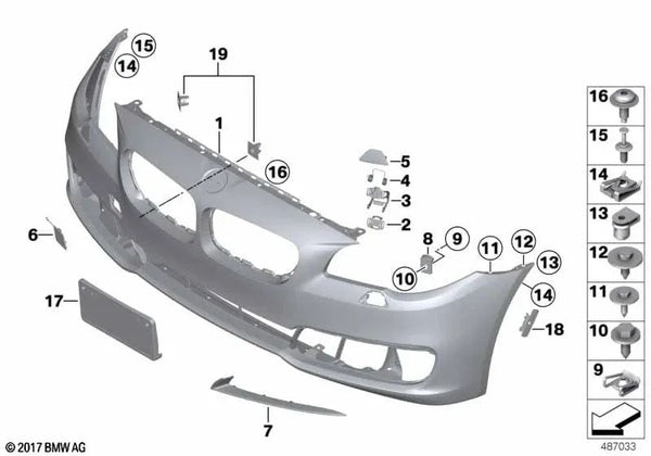 Revestimiento Parachoques Imprimado Delantero para BMW F10N (OEM 51117332680). Original BMW