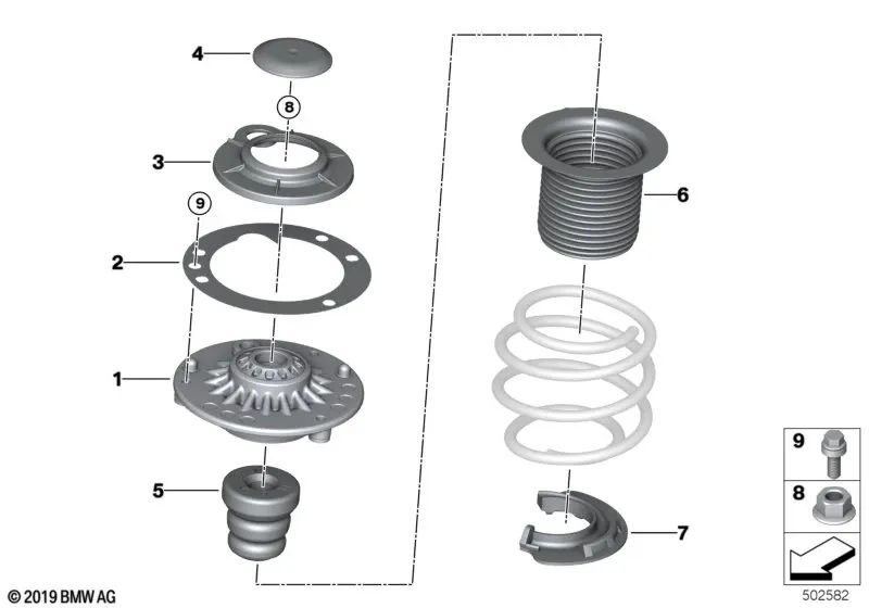 Arandela de estanqueidad para BMW Serie 1 F20, F21, Serie 2 F22, F23, Serie 3 F30, F31, F34, Serie 4 F32, F33, F36 (OEM 31306868240). Original BMW.