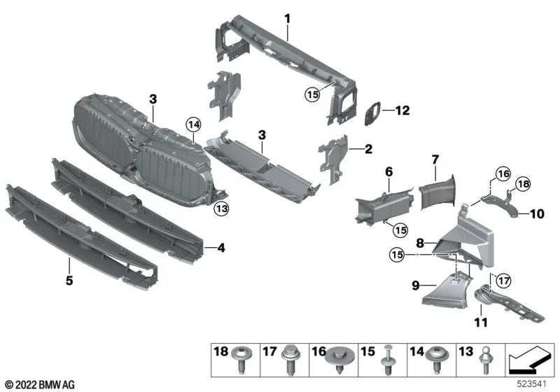 Conducto de Aire de Freno (guardabarros derecho) para BMW F90, G30, G31, G38, G32, F91, F92, F93 (OEM 51747394666). Original BMW