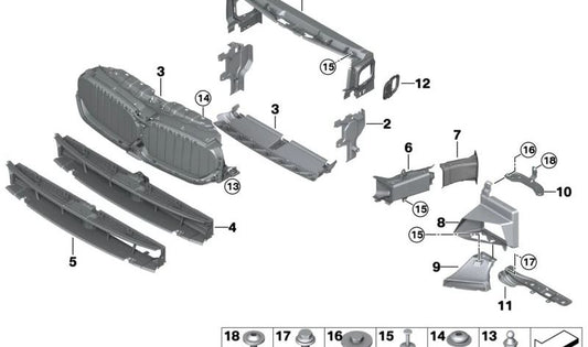 Conducción de aire inferior para BMW Serie 5 G30N, G31N, G38N (OEM 51749464209). Original BMW