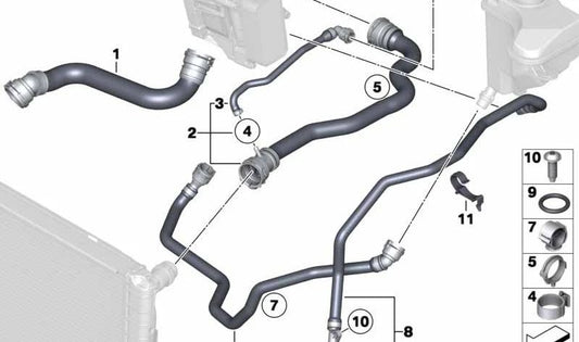 Kühlmittelschlauch für BMW 3er E90N, E91N, E92N, E93N, X1 E84 (OEM 17127811125). Original BMW.