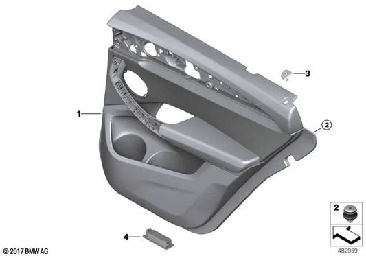 Tapizado de puerta de cuero trasero izquierdo para BMW X3 F97, F97N (OEM 51428747049). Original BMW