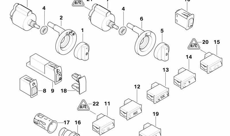 Interruptor de Control de Distancia de Aparcamiento para BMW Serie 7 E38 (OEM 61318352253). Original BMW