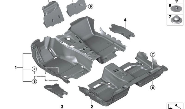 Fijador de inserción para BMW Serie 5 E60, E61, G60, G61, G68, Serie 7 F04, G70 (OEM 51487117545). Original BMW