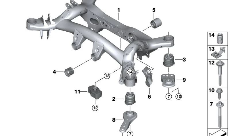 Soporte del eje trasero para BMW Serie 3 G20, G20N (OEM 33318837910). Original BMW