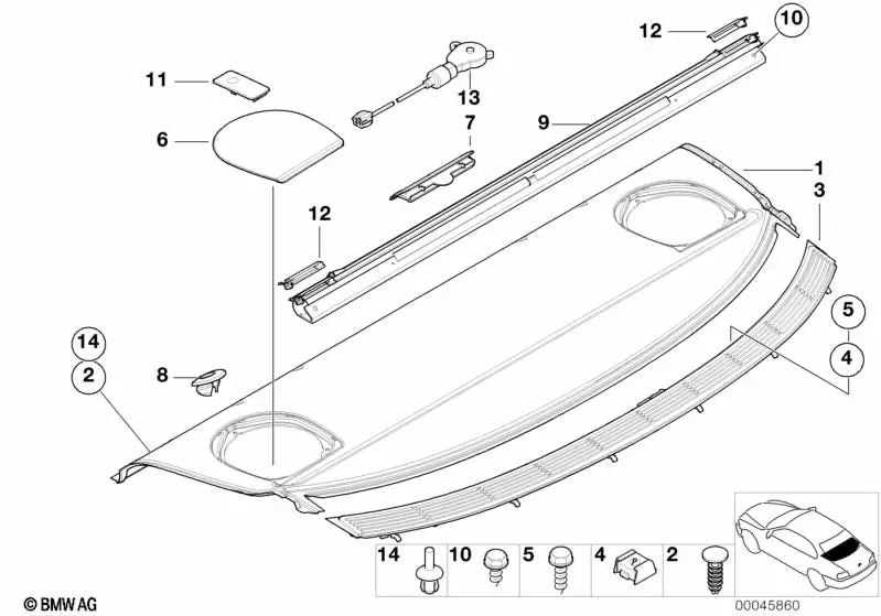 Estante para BMW Serie 3 E46 (OEM 51468289516). Original BMW.