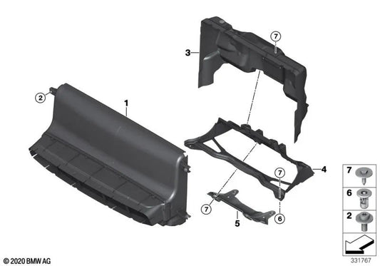 Conducción de Aire Delantera Central para BMW i I01, I01N (OEM 51747255143). Original BMW