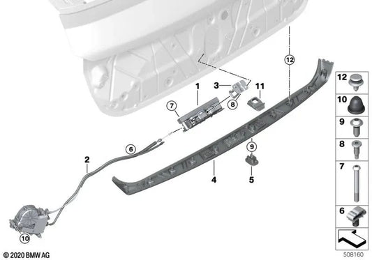 Tailgate grab strip with light for BMW X6 F96, G06 (OEM 51137471778). Original BMW