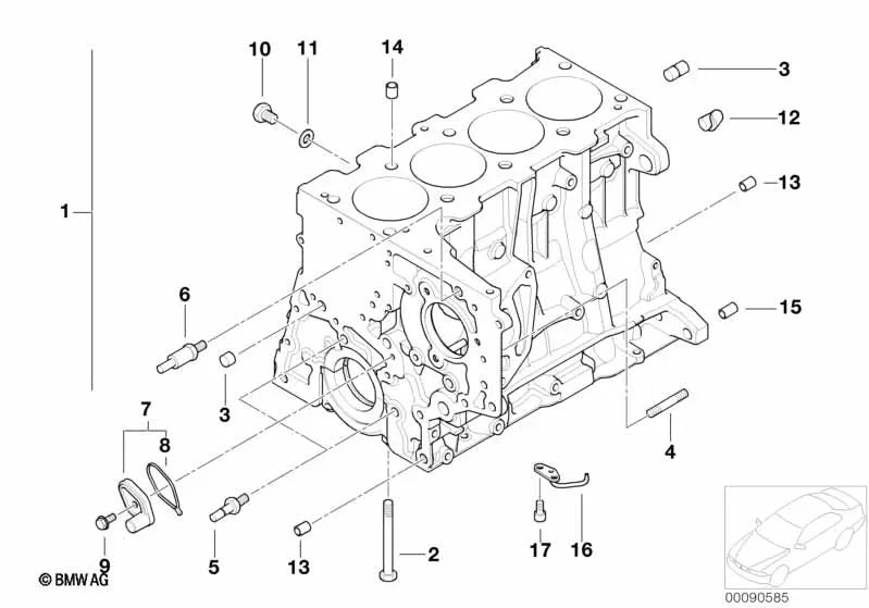 Zylinderkurbelgehäuse mit Kolben für BMW 3er E46 (OEM 11110418645). Original BMW.