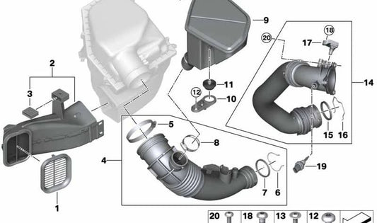 Soporte Resonador para BMW G01, G08, G02 (OEM 13718580439). Original BMW