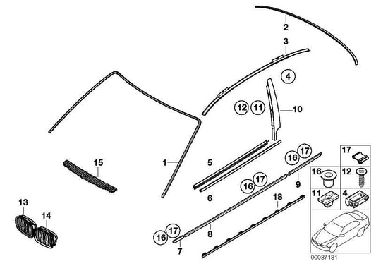 Junta Goma Exterior Inferior Ventana Cristal Lateral Para Bmw E46 Compact. Original Recambios