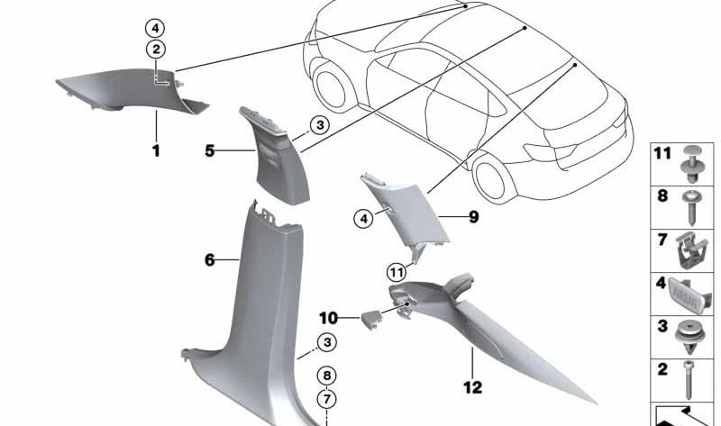 Embellecedor pilar A izquierdo para BMW X6 F16, F86 (OEM 51438061375). Original BMW