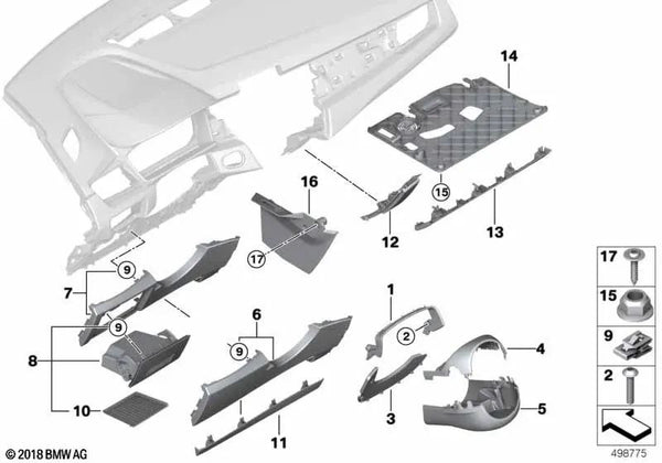 Cubierta de la Junta de la Columna de Dirección Superior para BMW Serie 2 F45, F46 (OEM 51459263344). Original BMW