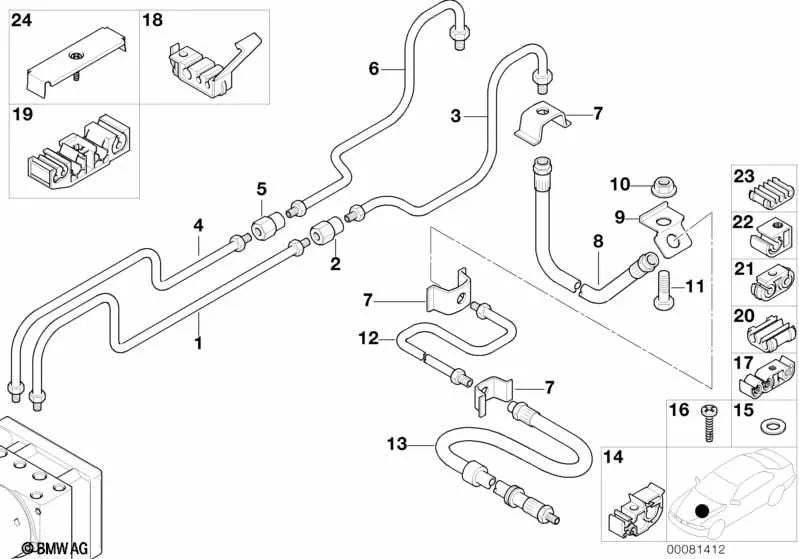 Tubo de freno para BMW E36, E46, E90 (OEM 34321163759). Original BMW