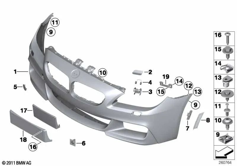 Soporte izquierdo para BMW F06, F12, F13 (OEM 51118050343). Original BMW.