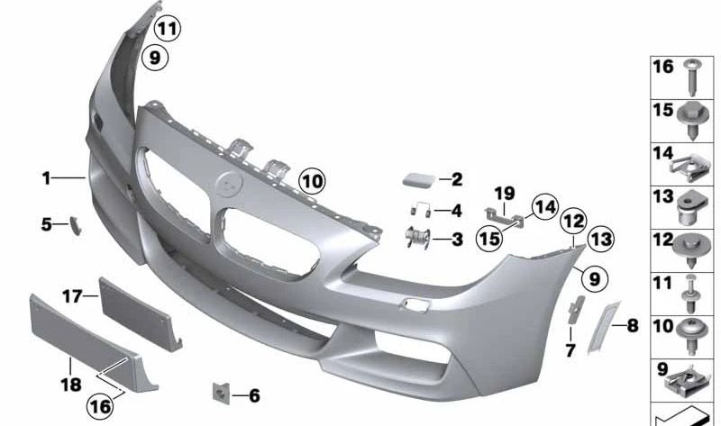 Supporto di registrazione OEM 51118050334 per BMW F06, F12, F13. BMW originale.