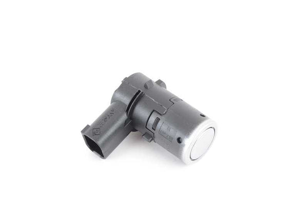 Sensor de aparcamiento trasero OEM 66206989081 en titanio plata para BMW E39, E60, E61, E63, E64, E85, E86 y MINI R50, R52, R53. Original BMW/MINI.