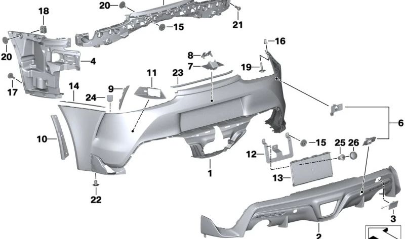 Guía central trasera para varios modelos/series de BMW (OEM 51128811345). Original BMW