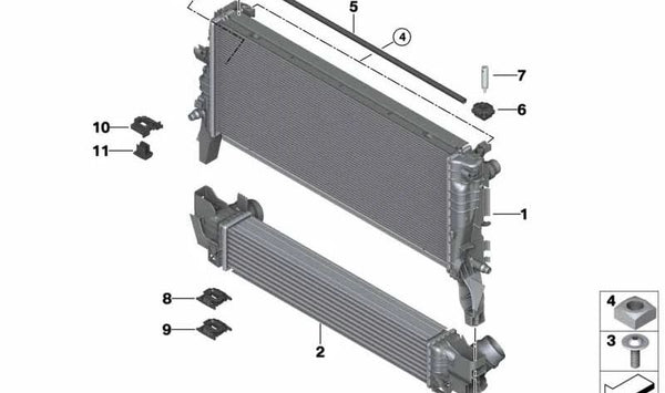 Refrigerador de refrigerante para BMW Serie 2 F45, F46, X1 F48, MINI F54, F55, F56, F57, F60 (OEM 17117617630). Original BMW