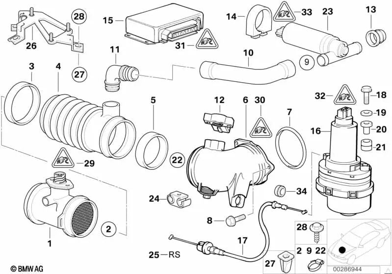 Faltenbalg für BMW 5er E34, 7er E32, E38 (OEM 13711432409). Original BMW