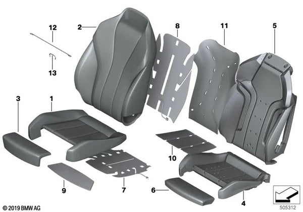 Funda Asiento Deportivo de Cuero para BMW G14, G15 (OEM 52108088321). Original BMW