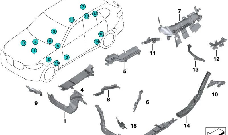 Canal de cables para BMW X3 G08, X5 F95, G05, G18, X6 F96, G06, X7 G07 (OEM 61139867725). Original BMW