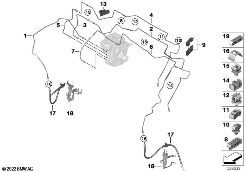 Clip para BMW Serie 2 G87, Serie 3 G20N, G21N, G80, Serie 4 G22, G23, G26, G82, X5 F95N, G05N, G18, G18N, X6 F96N, G06N, X7 G07N, XM G09 (OEM 34327915843). Original BMW.