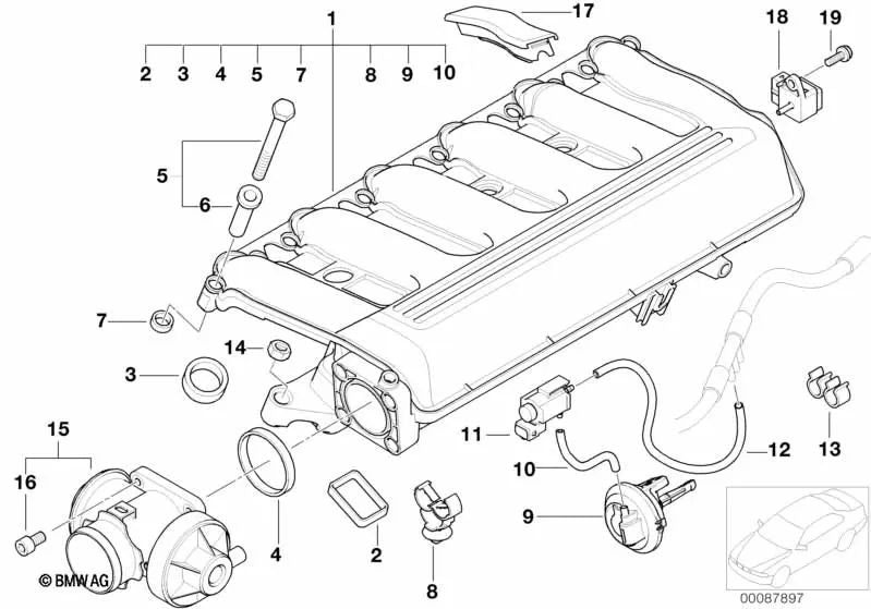 Cubierta para BMW E46, E39, E38, E53 (OEM 11142248838). Original BMW.