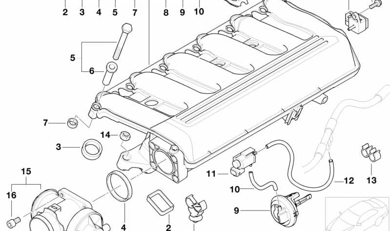 Sensore di pressione 240kPa per BMW E46, E39, E38, E53 (OEM 1362246977). BMW originale