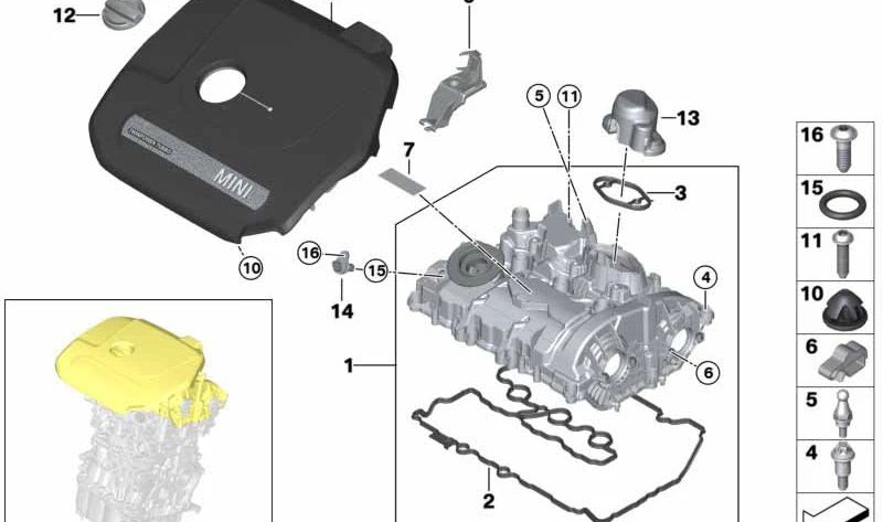 OEM Colata Tampa 11128631744 para BMW F40, F44, F45, F46, F48, F39 e MINI F55, F56, F57, F54, F60. BMW/mini original.