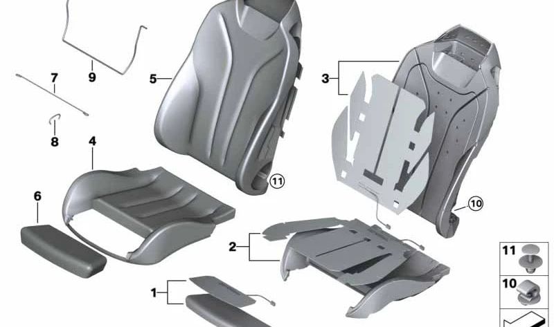 Cubierta de Respaldo de Asiento Deportivo de Cuero Izquierda para BMW F33N (OEM 52107479337). Original BMW