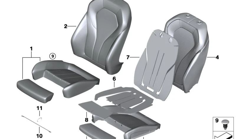 ** Uplied for Right Sports Seat 52107478180 para BMW F90, G30, G32. BMW original **