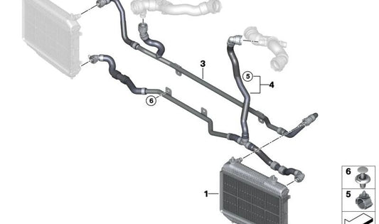 Tubo di refrigerante OEM 17128088989 per BMW G87, G80, G81, G82, G83. BMW originale.