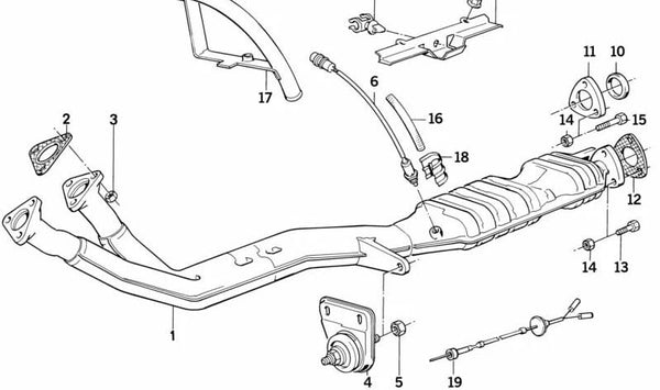 Tubo de escape catalizador OEM 11761706229 para BMW E28, E24. Original BMW.