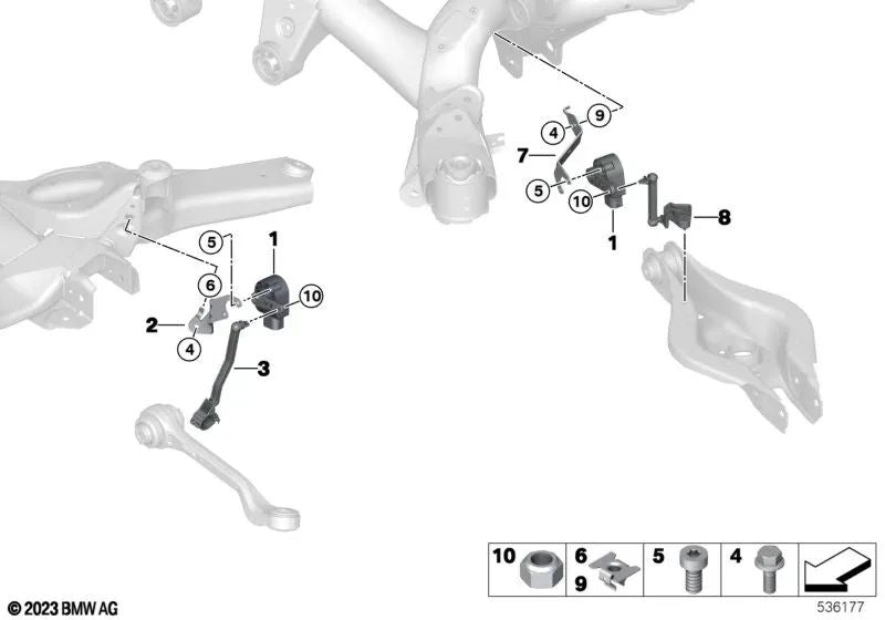 Anlenkstange delantera para BMW Serie 3 G20, G20N, G21, G21N, G28 Serie 4 G22, G26 (OEM 37146878576). Original BMW